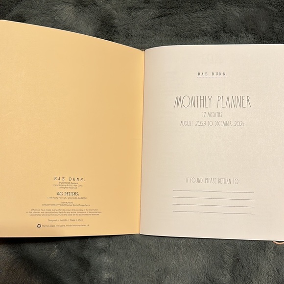 Rae Dunn Office Nwt Rae Dunn Monthly Planner From August 223